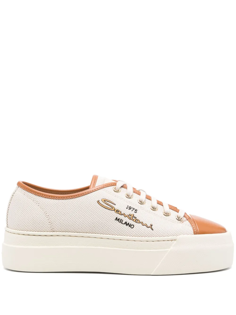 Santoni Plateau-Sneakers aus Canvas – Nude (WBGE61241OSST)
