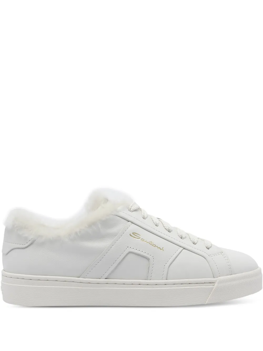 Santoni Leren sneakers met imitatiebont – Wit (WBGT61419PNNPXWLI55)