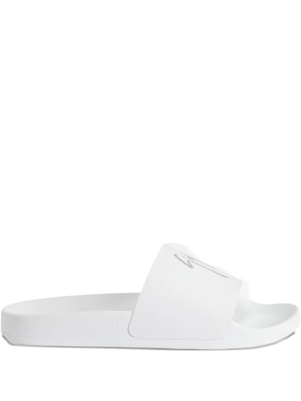 Giuseppe Zanotti Brett leren slippers verfraaid met logo – Wit (RW50026H04)