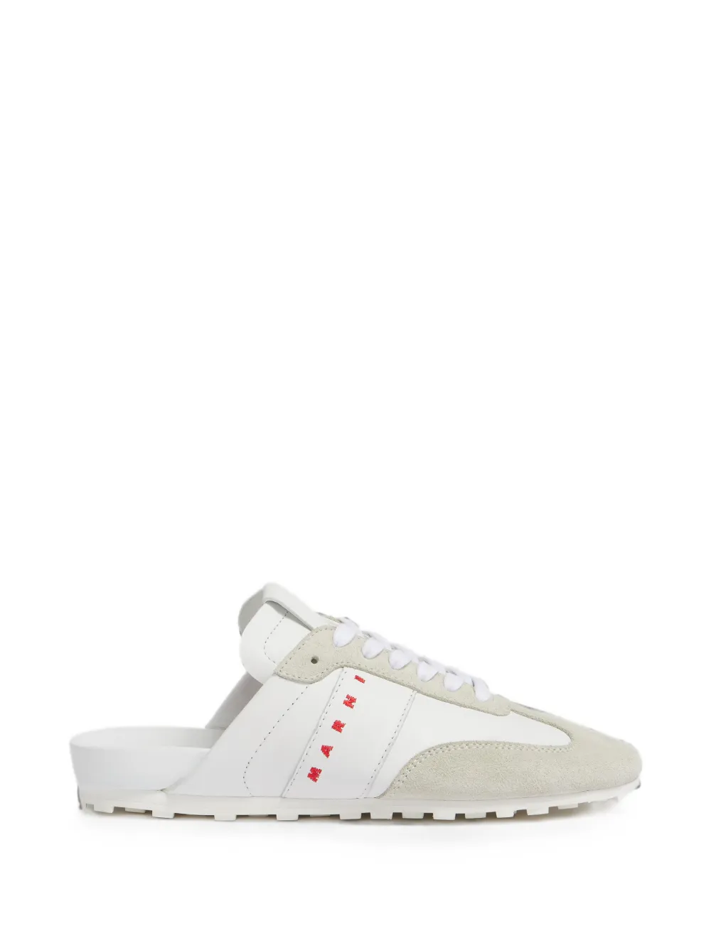 Marni Softy Soccer Slip-On-Sneakers aus weißem Nappaleder und Wildleder (SNZW021200P9097)